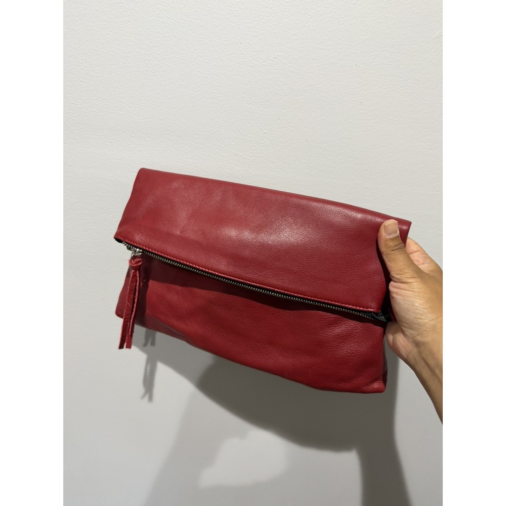 Barney's‎ New York Luxury Clutch Bag In Red Leather 12x8" L